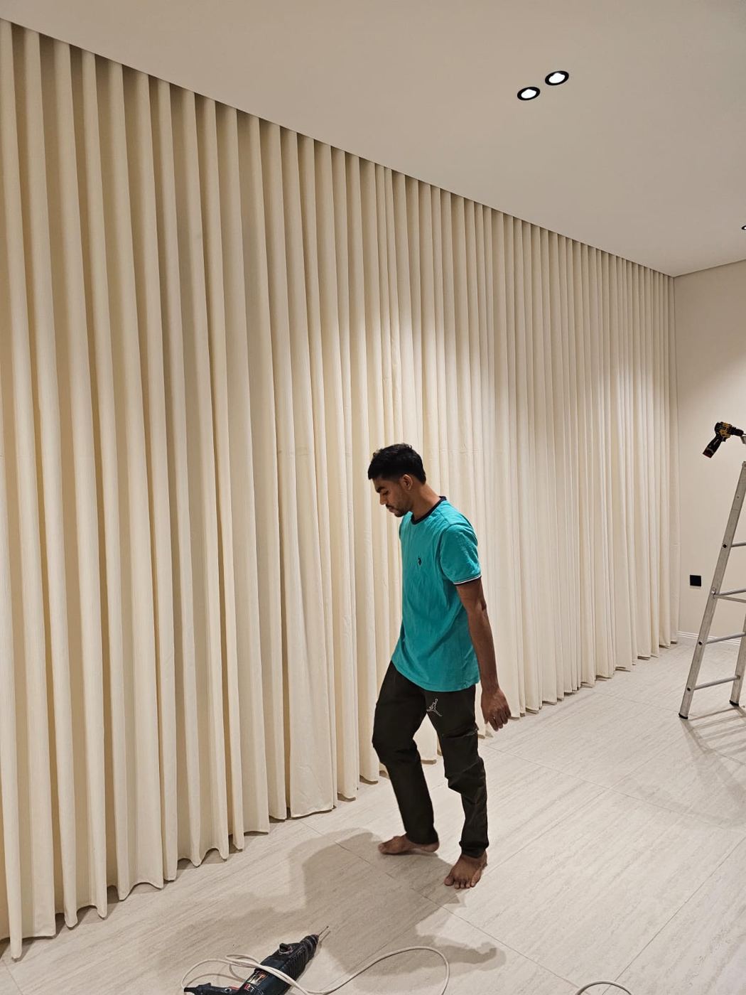 Rafa team setting the pleats